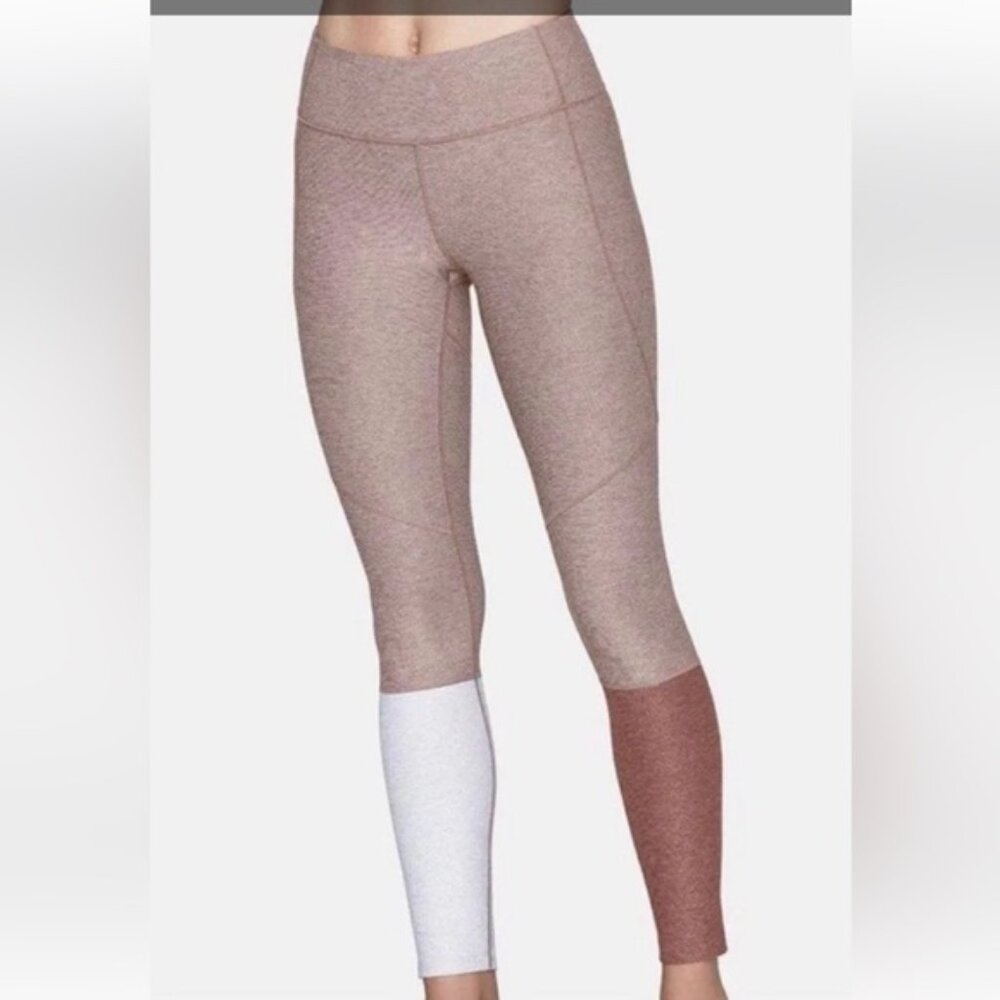 Outdoor Voices Colorblock Leggings Women’s Brown Gray Red 7/8 Stretch Size M‎